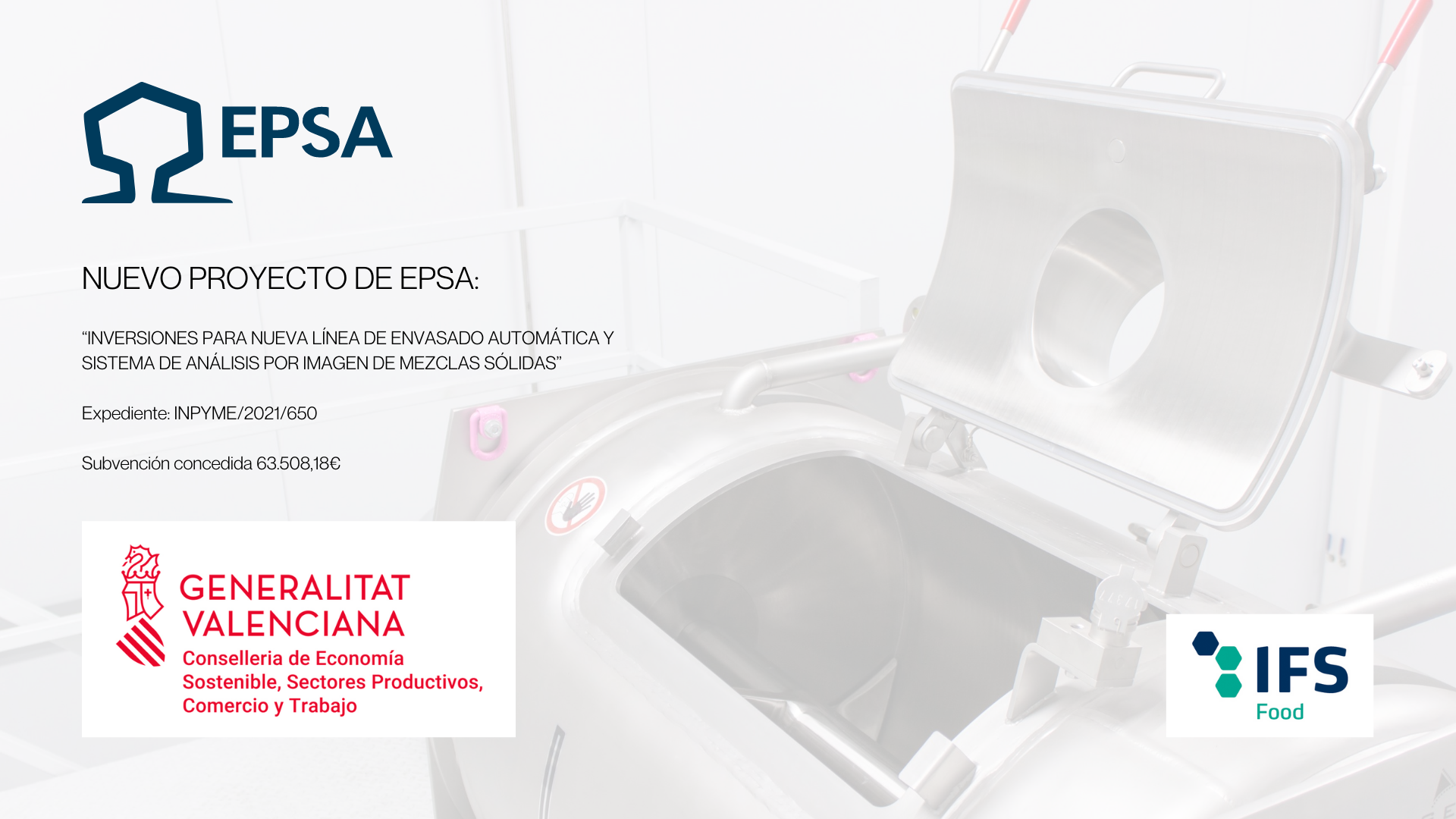 Foto noticia, ampliación linea de envasado, ayudas Generalitat Valenciana